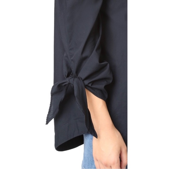 Free People Tie Sleeve Off The Shoulder Strapless Navy Blue Top - Picture 3 of 13